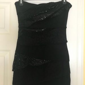 Strapless black dress